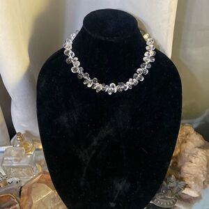 Authentic Quartz Crystal Hand Strung Necklace, Sterling Clasp